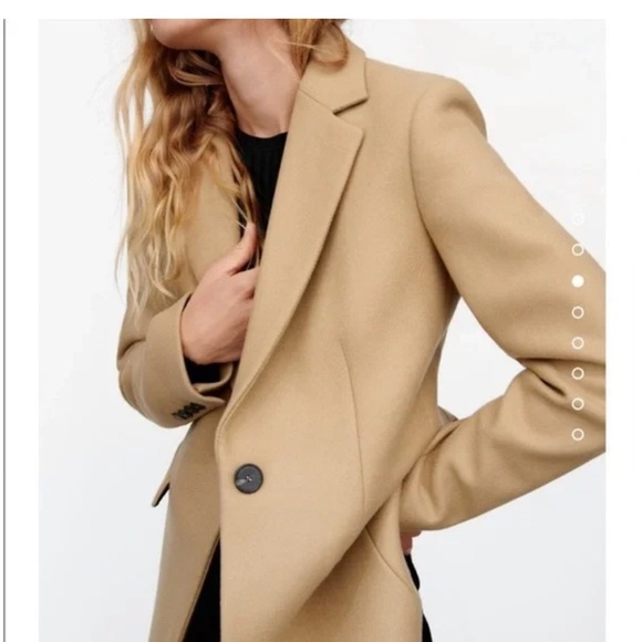 Zara wool blend tan camel long coat size small - Picture 3 of 16